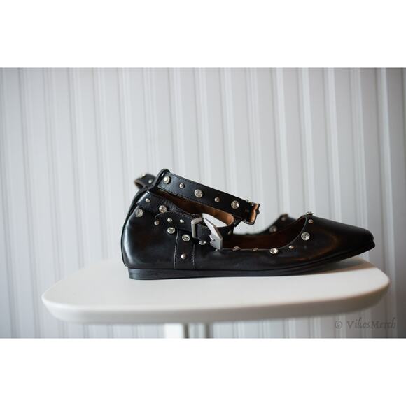 Free People Mystic Diamante Flats 9 Black NEW - Picture 5 of 7